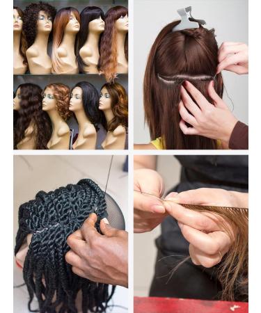 Weaving Needle and Threads Set with Stainless Steel Needles and Scissors for Hand Sewing Hair Extensions and Lace Wig DIY - 3 Rolls Black Thread - Buy Online on SooperMarket.com