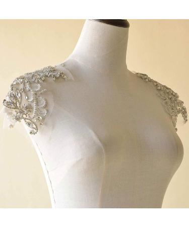 Rhinestone Shoulder Applique Pair - Bridal Dress Embellishment - Buy Online on SooperMarket.com