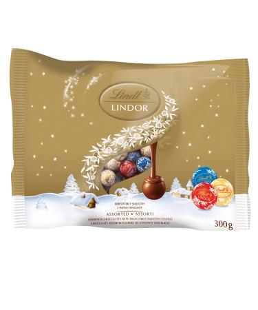 LINDT LINDOR Assorted Chocolate Mini Balls 300 Gram Bag Individually Wrapped Bite Size Milk Dark and White Chocolate Balls Christmas Chocolate Christmas Stocking Stuffers Assorted Chocolate Mini Balls 300 g (Pack of 1)
