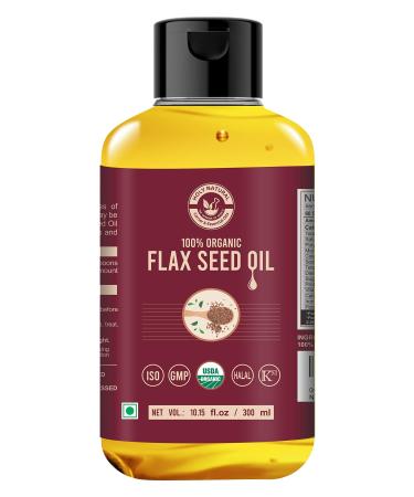 Organic Flax Seed Oil (10.15 fl oz/ 300ml) USDA Certified, 100% Pure & Natural I Virgin Cold Pressed I Food Grade - Good Supplement to Your Diet 10.15 Fl Oz (Pack of 1)