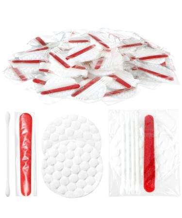 100 Pieces Hotel Vanity Kit Individually Wrapped Hotel Amenities Disposable Travel Size Hotel Hospitality Supplies  Each Includes 2 Cotton Pads 4 Cotton Swabs Nail File for Motels Makeup Toiletries