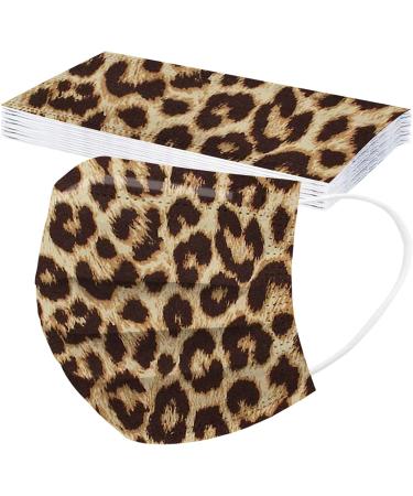 50 Pack Colorful Leopard Cheetah Disposable Face Masks for Women - Breathable 3 Ply Filter Face Protective Dustproof Anti-droplets Bandanas for Adults Men - Mixed Designs - Buy Online on SooperMarket.com