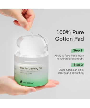 Terez & Honor Blemish Calming Toner Pads - Korean Facial Cotton Toner with Centella Asiatica Niacinamide & Hyaluronic Acid - 180 Pads + 5mL Bonus - Buy Online on SooperMarket.com