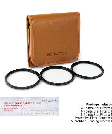 PROfezzion 67mm Star Filter Kit - 3 Pieces (4, 6, 8 Points) for Canon/Sony Camera Lens - Adjustable Starburst & Cross Star Effect Filter Set - Buy Online on SooperMarket.com