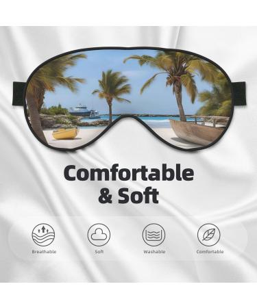 Beach Palm Tree Chairs Eye Mask | Soft Travel Eye Patch for Women | Relaxation & Breathable Sleep Mask - Buy Online on SooperMarket.com