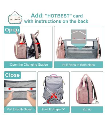 3-in-1 Diaper Bag Backpack for Baby Essentials - Pink | Portable Convertible Travel Bag for Newborn Registry & Baby Shower Gifts | Ideal for Girls, Boys, Moms, Dads - Buy Online on SooperMarket.com
