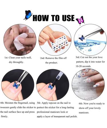 30 Sheets Butterfly Nail Art Stickers | Water Transfer Decals for Women | Manicure Tips Wraps Decorations Kit - Buy Online on SooperMarket.com