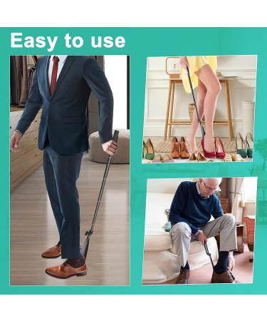 Zeerun Portable Long Metal Shoe Horn 8.5-39 | Telescopic Aluminum Dressing Aid Stick for Seniors & Kids - Buy Online on SooperMarket.com