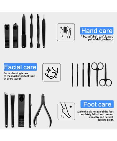 18-in-1 Manicure Pedicure Kit for Men & Women | Stainless Steel Nail Clippers Set with Sharp Scissors & Vibrissac Scissors | Stylish Case Included (Blue) - Buy Online on SooperMarket.com