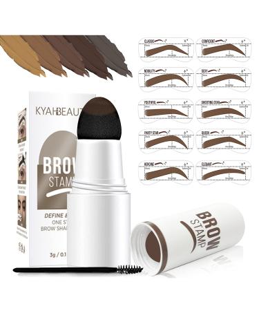 Eyebrow Stamp  Eyebrow Stencil Kit and Eyebrow Brushes  Brow Stamp and 10 - Shaping Kit for Perfect Brow  Long-lasting  Waterproof Eyebrow Pomade. (Dark Brown) Brown(Dark)