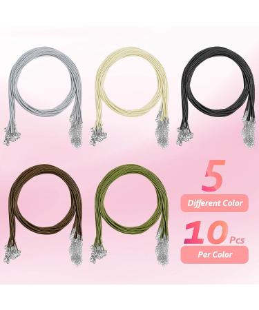 Paxcoo 50Pcs Necklace Cord with Clasp - 24 Inch Waxed Cotton Cord for Jewelry Making Supplies - Buy Online on SooperMarket.com