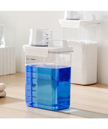 Veesper Laundry Detergent Dispenser 1800ml Clear Airtight Washing Powder Dispenser with Scale and Cup Detergen Box for Solid Liquid Laundry Detergent Dispenser Washing Powder Dispenser 1800ml With Scale - Buy Online on SooperMarket.com