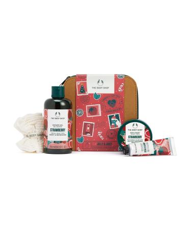 The Body Shop Jolly & Juicy Strawberry Essentials Gift Set  Seriously Sweet and Refreshing Vegan Body Care Gift  4 Items
