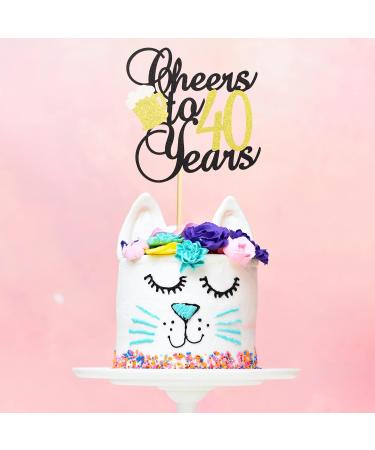 Arthsdite Cheers to 40 Years Cake Topper with Beer 40th Birthday Cake Picks Forty Years Old Birthday Party Decorations Supplies- Black Gold Glitter Black Gold 40 - Buy Online on SooperMarket.com