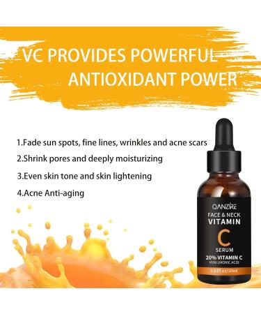 Tongyend Vitamin C Face Serum 20% Vitamin C Serum for Face Organic Vitamin C Anti Aging Serum for Face Collagen Serum for Face Fades Dark Spot Boost Skin Collagen Hydrate & Brighten - Buy Online on SooperMarket.com