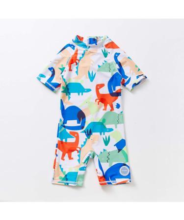 BONVERANO Baby Boys Swimsuit | UPF 50+ Sun Protection | 6-9 Months | White Dinosaur - Buy Online on SooperMarket.com
