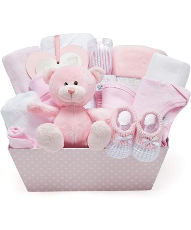 New Baby Girl Gifts Set - Baby Gifts for Girls Baby Girl Gift Hamper Pink Keepsake Box Newborn Gifts for Baby Girl - Baby Girl Newborn Essentials Gift Basket New Born Baby Girls Gift Set