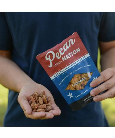 Pecan Nation Cinnamon Flavored Roasted Pecan Halves 8 oz - Natural Antioxidant-Rich Nut Snack, Non-GMO, Preservative-Free - 8 Ounce Pack - Buy Online on SooperMarket.com