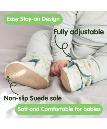 Dotty Fish Cotton Baby Booties with Suede Sole - Teal Fleece Safari Animals, 0-6 Months - Buy Online on SooperMarket.com