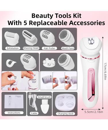 Journeyside 5-in-1 Wireless Epilator for Women | Long-Lasting Hair Removal Lady Shaver & Facial Spa Wet & Dry with LED Light - Buy Online on SooperMarket.com