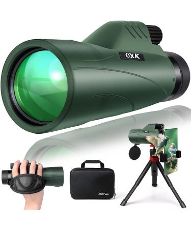 12x56 High Power Monocular Telescope with Smartphone Adapter Tripod Travel Bag, Larger Vision Monoculars for Adults Kids with BAK4 Prism & FMC Lens, Suitable for Bird Watching Hunting Hiking Camping Green