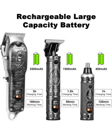 Bestauty Professional Barber Clippers Set - Cordless Beard & Nose Hair Trimmer Waterproof & Rechargeable Ideal for Haircut & Shaving (Silver - Buy Online on SooperMarket.com