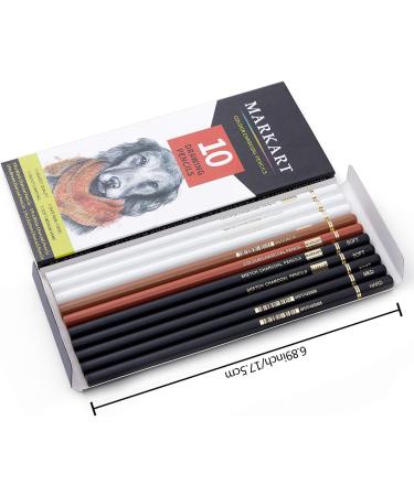 MARKART Professional Charcoal Drawing Set - 10 Piece Color Pencils for Sketching, Shading, and Blending - Ideal for Beginners and Artists - Buy Online on SooperMarket.com