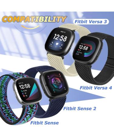 TipPTops 2 Pack Replacement Arm Strap for Fitbit Versa 4 Versa 3 Sense 2 - Adjustable Sports Nylon Bracelet for Men & Women - Black & Gray - Buy Online on SooperMarket.com