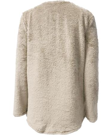AMhomely Women's Double Fleece Hoodie | Plus Size Soft Teddy Fleece Jumper | V Neck Sweatshirt with Pocket | Winter Lounge Top | Khaki XXL - Buy Online on SooperMarket.com