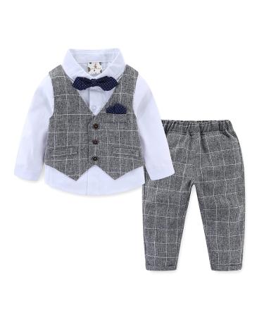 famuka Baby Boys Gentleman Suits Kids Tuxedo Clothing Set Grey 110