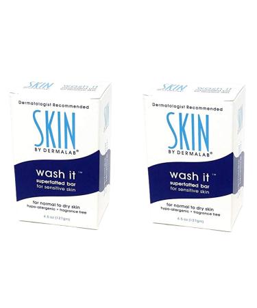 Wash It Superfatted Hypoallergenic Fragrance Free Cleansing Bar 2 Pack for Sensitive to Normal Skin | Helps Moisturize & Hydrate | Colorant & Lanolin Free Bar Soap | Safe for Kids Adults & Infants