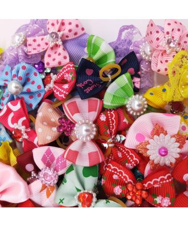 Leeq Dog Hair Grinding Accessories - Pet Bowknot Hair Rope with Rubber Band for Long-Haired Dogs & Cats - 20 Random Color Packs - Buy Online on SooperMarket.com
