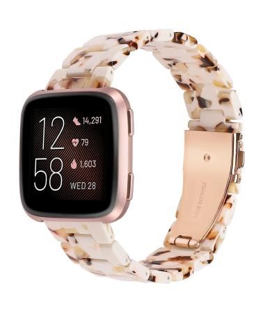 Wearlizer Resin Band Compatible with Fitbit Versa/Versa 2 /Versa Lite/Versa SE Bands for Women Men Lightweight Bracelet Replacement Wristband Strap for Versa 2 Smartwatch, Nougat White