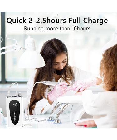 MelodySusie Rechargeable 35000RPM Nail Drill - Cordless Portable Electric File for Acrylic Gel Nails - Manicure Pedicure Tool with Low Noise & Heat - Sparkle Plus (White) - Buy Online on SooperMarket.com