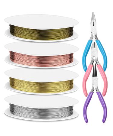 Anezus 7 Pcs Jewelry Pliers and Jewelry Beading Wire Tools Set Includes Needle Nose Pliers  Round Nose Pliers  Wire Cutters and Craft Wire for Jewelry Repair Making Supplies