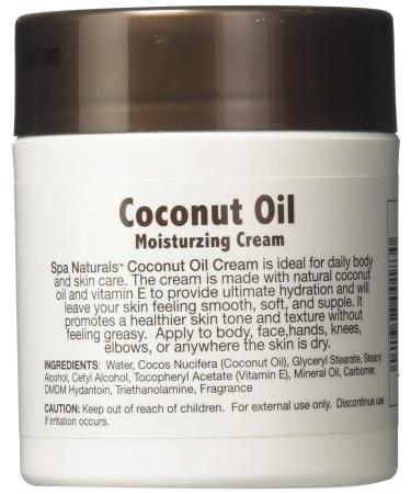 Spa Naturals Coconut Oil Moisturizing Cream with Vitamin E 6 oz - Hydrating Skin Treatment - Buy Online on SooperMarket.com
