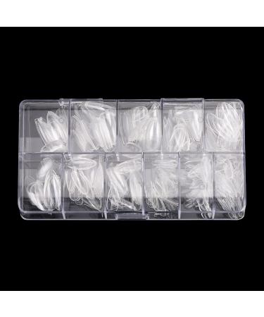 Almond Shaped Nail Tips 500Pcs Clear Acrylic Medium Nails Full Cover with Case for DIY Nail Art 10 Sizes - Buy Online on SooperMarket.com