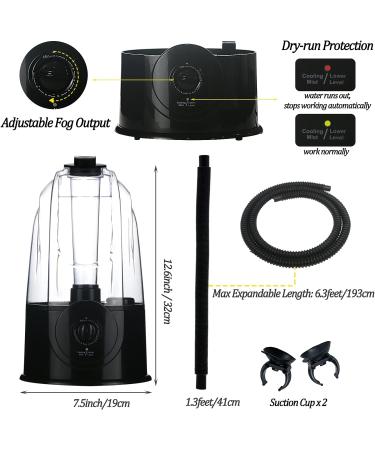 Coospider Reptile Fogger Terrariums Humidifier Fog Machine Mister 3L Large Tank 380L/hr High Volume Fog Ideal for Paludarium/Vivarium/Reptiles/Amphibians/Herps - Buy Online on SooperMarket.com