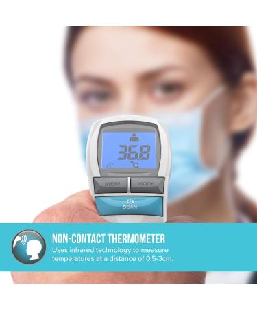 HoMedics No Touch Infrared Thermometer - Non-Contact Forehead Temperature Reader | Instant Measurement, LCD Display, Fever Alarm | Night Mode, Auto-Off | 2yr Guarantee - TE-200 - Buy Online on SooperMarket.com