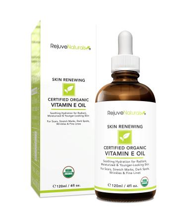 Organic Vitamin E Oil - 100% Natural, 4oz | Reduce Scars, Stretch Marks & Wrinkles | Hydrating Face & Body Moisturizer - Buy Online on SooperMarket.com