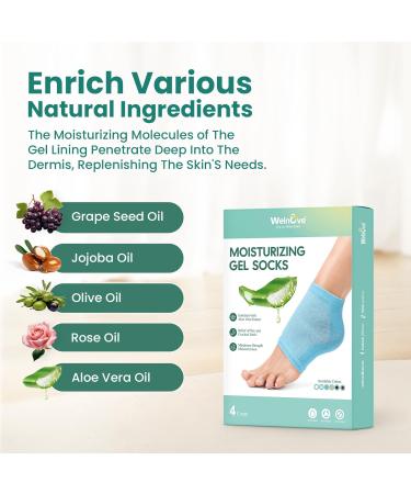 Welnove Moisturizing Heel Socks Aloe Vera Infused Gel for Dry Feet & Cracked Heels 2 Pairs Cotton Foot Care Socks for Men & Women Blue Regular Size - Buy Online on SooperMarket.com