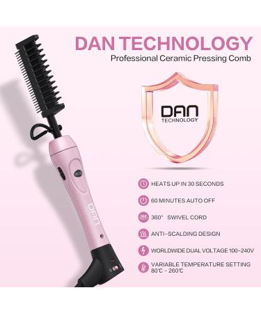 Ceramic Hot Comb for Wigs Afro Hair & Beard | Anti-Scald Straightening Comb | Electric Press Comb with Adjustable Temperatures | Dual Voltage | 60 Min Auto Shut Off | Pink - Buy Online on SooperMarket.com