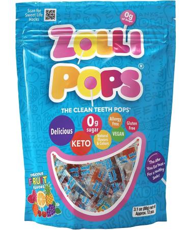 Zollipops Clean Teeth Lollipops - AntiCavity Sugar-Free Candy for a Healthy Smile Great for Kids Diabetics and Keto Diet. Natural Fruit Variety Pack of 2 28 pcs in Total - Buy Online on SooperMarket.com