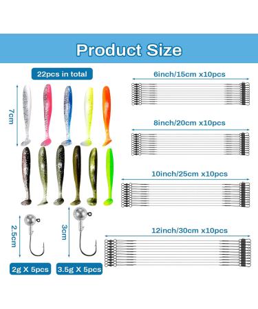 75PC Fishing Accessories Set | 40PC Steel Leaders Rubber Fish & Jig Heads for Freshwater & Saltwater | Ultimate Fishing Gear - Buy Online on SooperMarket.com