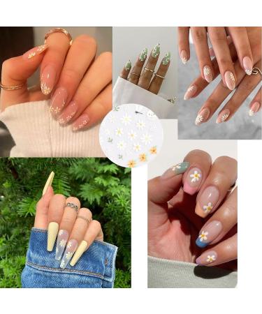 5D Embossed Spring Daisy Nail Art Stickers - Self-Adhesive White Yellow Flower Decals - Buy Online on SooperMarket.com