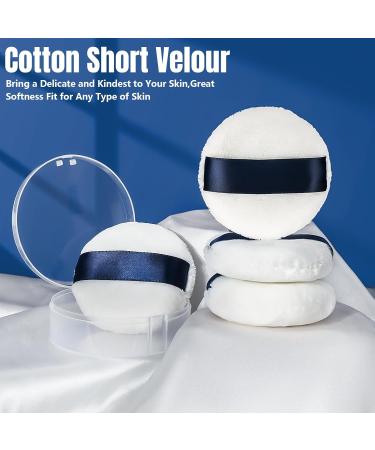 Whaline 4 Pack Velour Powder Puff - 2.9 Inch Washable Cotton Puffs with Ribbon & Case for Foundation Body & Loose Powder (White - Buy Online on SooperMarket.com