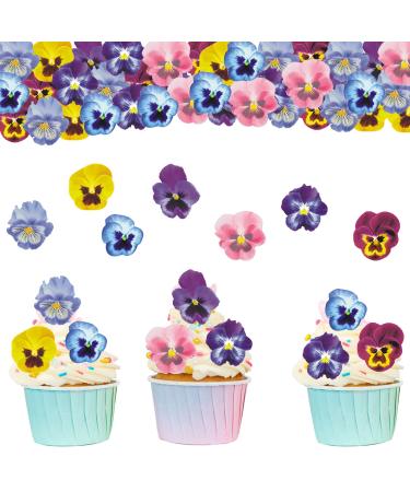 Alegre 60 pieces of edible flowers for cake tortendendeco flowers edible pansies flowers decorative cake tortendeco edible flowers muffin decoration flowers cupcake topper for birthday wedding baby