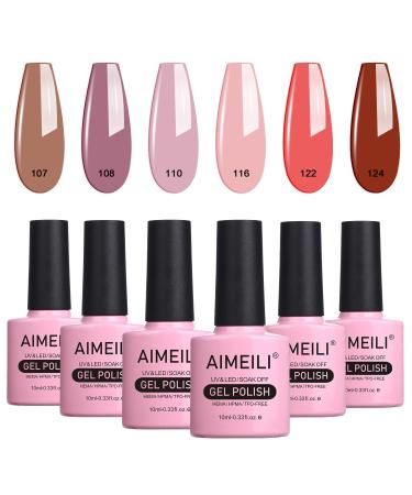 AIMEILI Gel Nail Polish Set Soak Off UV LED Gel Polish Multicolour/Mix Colour/Combo Colour Of 6pcs X 10ml - Gift Kit 30 KIT6-30 1.67 ml (Pack of 6)