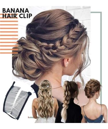 Stretchable Banana Comb Vintage Banana Hair Clip Stretch Double Comb Clip for Women Ladies Girls Hair Styling Black - Buy Online on SooperMarket.com