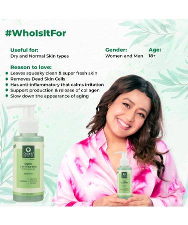 3-in-1 Organic Face Wash for Dry & Normal Skin | Daily Cleansing Scrubbing & Glowing | Paraben & Sulphate Free - 100 ml - Buy Online on SooperMarket.com
